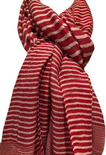Load image into Gallery viewer, Pamper Yourself Now Red with White Stripes Long Soft Scarf