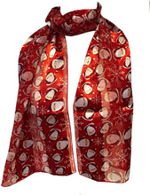 Load image into Gallery viewer, Pamper Yourself Now Red Father Christmas Design Scarf Thin Pretty Christmas Scarf