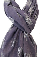 Load image into Gallery viewer, Pamper Yourself Now Light Purple with Silver Foiled Mulberry Tree Design Ladies Scarf/wrap. Great Present for Mum, Sister, Girlfriend or Wife.