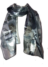 Load image into Gallery viewer, Ladies Shiny cat Scarf with a Square Design and Multi Coloured Cats. Great Present for Any cat Lovers.