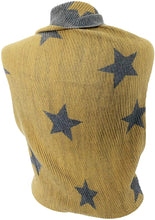Load image into Gallery viewer, Mustard and grey star blanket scarf