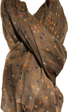 Load image into Gallery viewer, Pamper Yourself Now Dark Brown with Multi Coloured dots Scarf/wrap