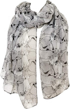 Load image into Gallery viewer, Pamper Yourself Now Grey Sketched Mixed Dog Design Scarf Pug, Sausage Dog, Labrador and whippit