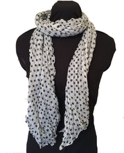 Load image into Gallery viewer, Pamper Yourself Now White with Black Small Spots Design Long Scarf