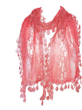 Load image into Gallery viewer, Pamper yourself Bright Orange Leaf Lace Scarf