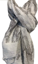 Load image into Gallery viewer, Cream with beige cactus scarf with frayed edge long soft scarf