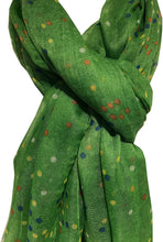 Load image into Gallery viewer, Pamper Yourself Now Bright Green with Multi Coloured dots Scarf/wrap