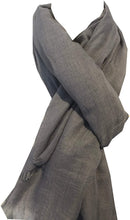 Load image into Gallery viewer, Pamper Yourself Now Silver Plain Soft Long Scarf/wrap with Frayed Edge