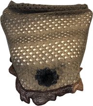 Load image into Gallery viewer, Pamper Yourself Now Brown with Brown and Black Trim and Black Flower Triangle Scarf