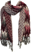 Load image into Gallery viewer, Pamper Yourself Now Pink, White and Grey Chunky Diamond Design Stretchy Blanket Scarf/wrap. Great Present/Gift for mums, Girlfriends or Wife.