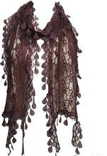 Load image into Gallery viewer, Pamper yourself Brown Leaf Lace Scarf