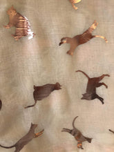 Load image into Gallery viewer, Cream with gold foiled cats long soft scarf