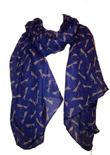 Load image into Gallery viewer, Pamper Yourself Now Royal Blue with Beige Dragonfly Fashion Long Soft wrap/Sarong