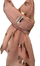 Load image into Gallery viewer, Pink with gold foiled cats long soft scarf