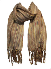 Load image into Gallery viewer, Pamper Yourself Now Beige Multi Coloured Striped Ladies Scarf/wrap
