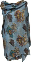 Load image into Gallery viewer, Light blue colourful daisy scarf Lovely soft scarf