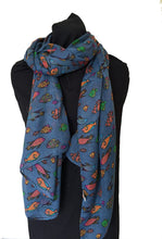 Load image into Gallery viewer, Pamper Yourself Now Blue Fish Scarf with Tropical Fish