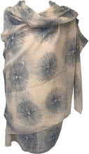 Load image into Gallery viewer, Pamper Yourself Now Beige with Blue Sun Rays Scarf/wrap