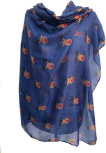 Load image into Gallery viewer, Pamper Yourself Now Navy red Nose Rudolph Reindeer Christmas Long Scarf