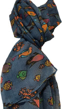 Load image into Gallery viewer, Pamper Yourself Now Blue Fish Scarf with Tropical Fish