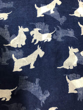 Load image into Gallery viewer, Pamper Yourself Now Blue with White Scottie Dogs, Long Scarf, Soft Ladies Fashion London