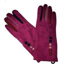 Load image into Gallery viewer, G1925 Plain fuchsia pink ladies Gloves with a splash of colour between the fingers
