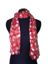 Load image into Gallery viewer, Pamper Yourself Now Red Father Christmas Design Scarf Thin Pretty Christmas Scarf