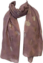 Load image into Gallery viewer, Pamper Yourself Now Lilac with Gold Foiled Mulberry Tree Design Ladies Scarf/wrap. Great Present for Mum, Sister, Girlfriend or Wife.