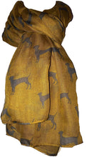 Load image into Gallery viewer, Pamper Yourself Now Labrador Dog Scarf Mustard with Grey Dogs Fashion Long Soft wrap/Sarong