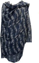 Load image into Gallery viewer, Pamper Yourself Now Big Scarf, Blue with White Music Notes Print Scarf. Lovely Warm Winter Scarf Fantastic Gift