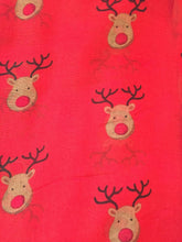 Load image into Gallery viewer, Pamper Yourself Now Red with red Nose Rudolph Reindeer Christmas Long Scarf