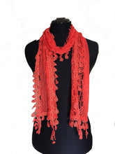 Load image into Gallery viewer, Pamper yourself Bright Orange Leaf Lace Scarf