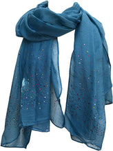 Load image into Gallery viewer, Pamper Yourself Now Plain Blue Scarf with Multi Coloured Sparkle Lovely Long Soft Scarf Fantastic Gift