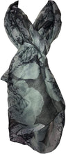 Load image into Gallery viewer, Pamper Yourself Now Dark Grey with Grey Big Roses Design Scarf
