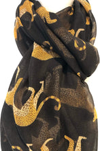 Load image into Gallery viewer, Black cheetah long soft ladies scarf/wrap. Great present for mum, sister, girlfriend or wife.