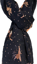 Load image into Gallery viewer, Pamper Yourself Now Navy with Gold Fairy Design Long Scarf/wrap