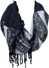 Load image into Gallery viewer, black funky snood with diamond design finish and small tassels