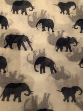 Load image into Gallery viewer, Cream/white with navy elephant scarf