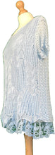 Load image into Gallery viewer, Pamper Yourself Now ltd Ladies Sky Blue Crochet Lace Short Sleeve top.Made in Italy (AA60)