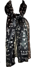 Load image into Gallery viewer, Black Musical Notes Scarf with White Notes