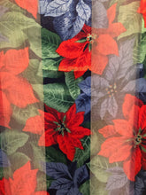 Load image into Gallery viewer, Pamper Yourself Now Blue and red Poinsettia Flower Design Scarf Thin Pretty Christmas Scarf