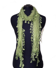 Load image into Gallery viewer, Pamper yourself Illuminous Green Leaf Lace Scarf