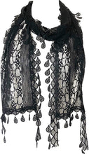 Load image into Gallery viewer, Black leaf lace scarf
