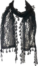 Load image into Gallery viewer, Black leaf lace scarf