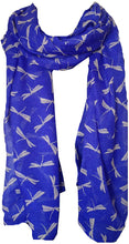 Load image into Gallery viewer, Pamper Yourself Now Royal Blue with Beige Dragonfly Fashion Long Soft wrap/Sarong