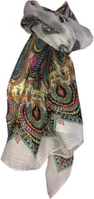 Load image into Gallery viewer, Pamper Yourself Now White with Bright Coloured Paisley Long Scarf, Soft Ladies Fashion London