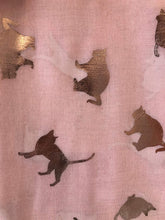 Load image into Gallery viewer, Pink with gold foiled cats long soft scarf