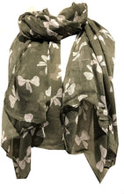 Load image into Gallery viewer, Pretty bow design womens Scarf, great present/gifts. (Green with white bows)