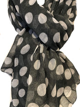 Load image into Gallery viewer, Pamper Yourself Now Dark Grey with White Big spot Scarf/wrap
