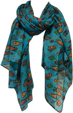 Load image into Gallery viewer, Pamper Yourself Now Teal Fish Scarf with Tropical Fish